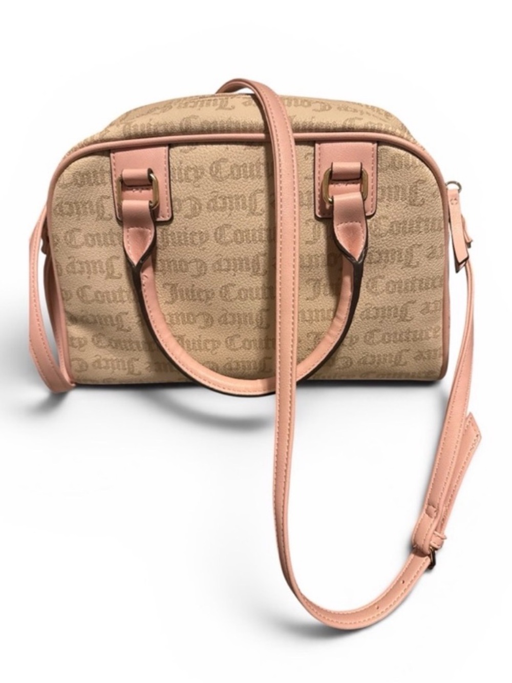 Juicy Couture Pink and Beige Logo Dome Satchel with Wristlet - Picture 3 of 3